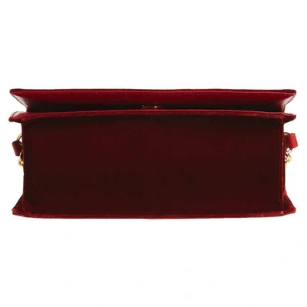 DVF Soiree Red Velvet Leather Top Handle Crossbody Shoulder Bag, NWOT - Picture 9 of 13